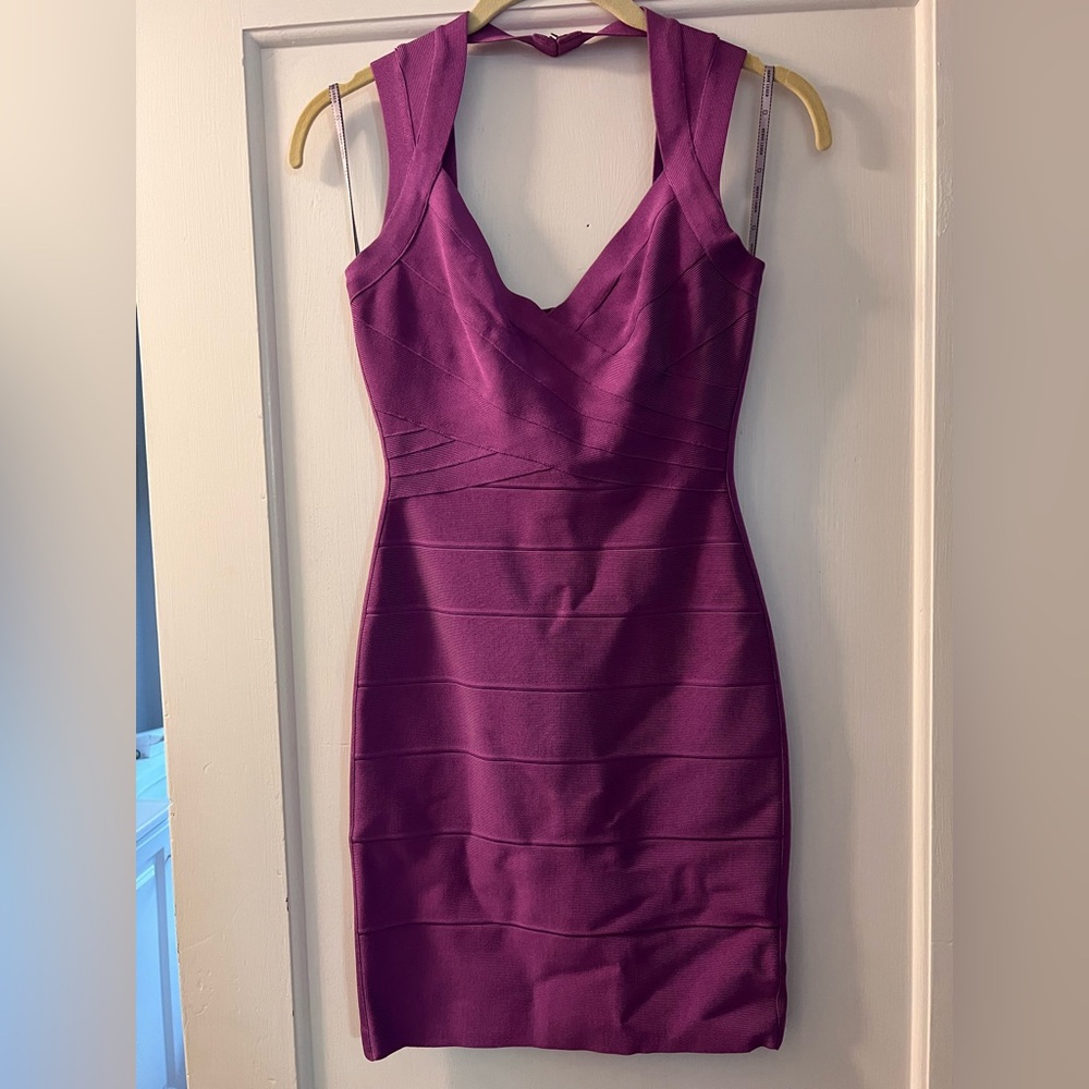 Herve Leger Elegant Violet Sleeveless Dress
